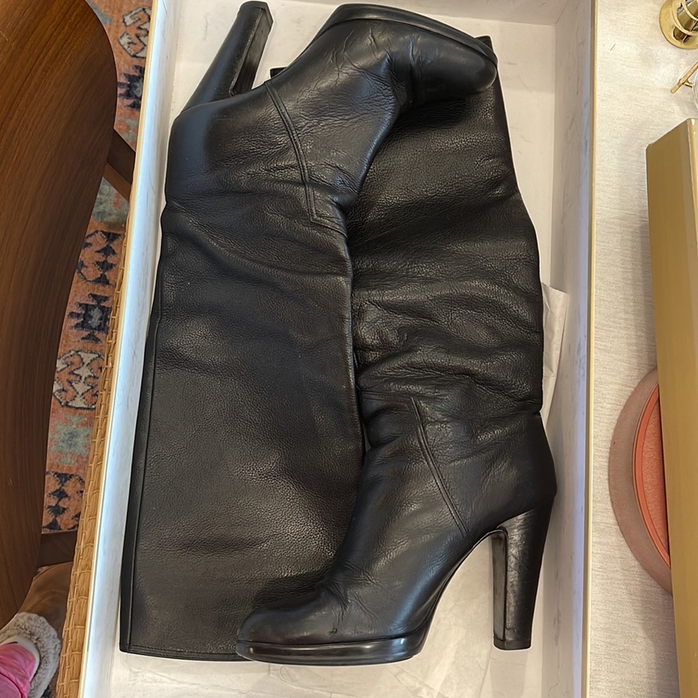 Sergio Rossi Black Leather boots -Pelle Mini Focus Lux Nero- 38.5